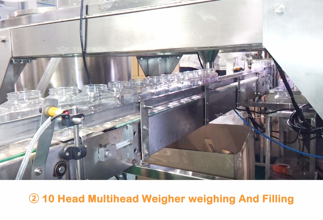El lavadero automático del pesador de Multihead de 10 cabezas gotea el tarro puede sistema del embotellado y del embalaje