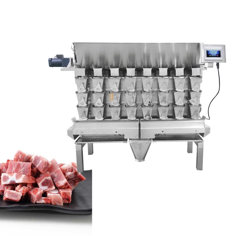 Tornillo doble formado hoyuelos industrial de la tolva que alimenta el pesador de Multihead para la comida pegajosa fresca Rib Spare