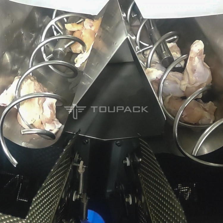 14 auto principal de la pierna de pollo de la carne fresca de los SS 10-500g del pesador de la combinación que pesa el sistema de alimentación que atornilla