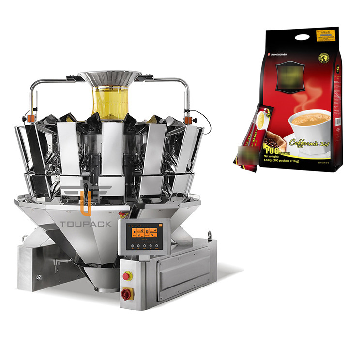Soporte preparado de antemano automático encima del polvo del café de la empaquetadora de Doypack del bolso que pesa el bolso en escala de la combinación del bolso