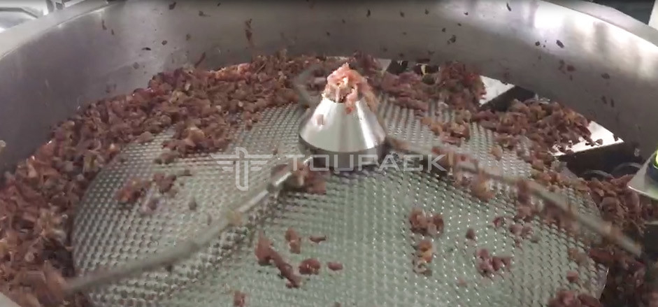 14 Pesadora de cabeza de tornillo 2.0KW 410kg Carne de cerdo picada Carne fresca Pesadora y máquina de embalaje