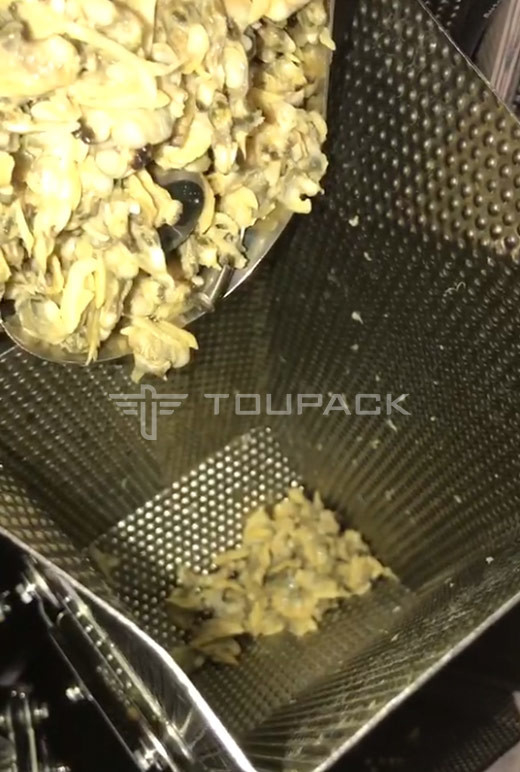 Peso automático máquina de llenado y sellado para la lata de botella 10-500 g carne de caracol enlatada