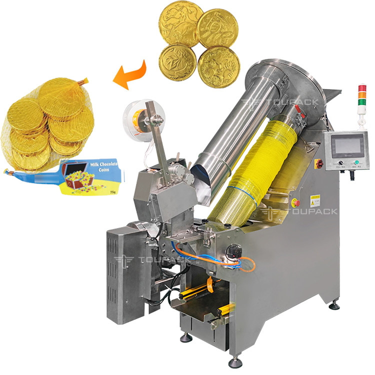 Máquina automática de embalaje de bolsas de red para monedas de oro línea de embalaje de bolsas de malla de ajo de chocolate