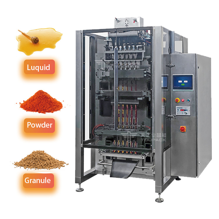 Máquina de embalaje vertical de varias filas para salsa líquida, gel deportivo, pasta de chocolate, mayonesa, condensado de miel