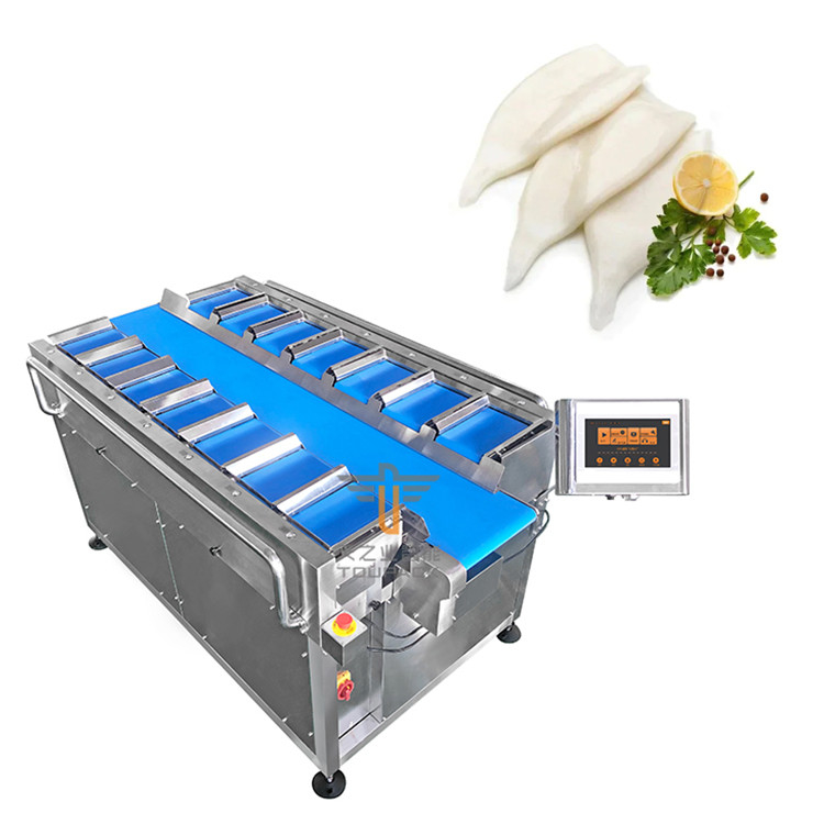 Comida Frutas Calamar tubo Vegetal Combinación Pesadora con Cinturón transportador 12/14 Cabeza Pesadora manual de cinturón