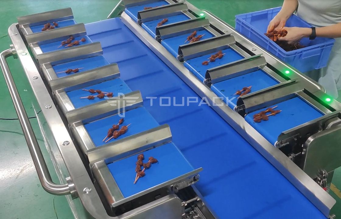 PLC Balanzas electrónicas de pesas Bife Pescado Pollo Marisco Camarón Salchicha Peso Multiheads Cinturón Combinación de alimentador