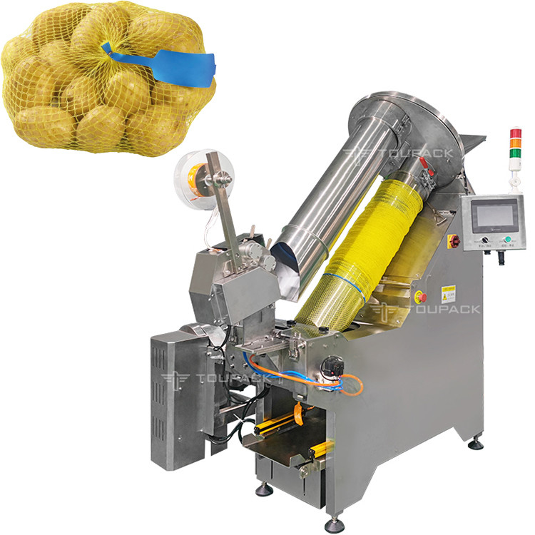 Máquina de embalaje de bolsas de malla de 5 kg Máquina automática de etiquetado de bolsas de frutas frescas