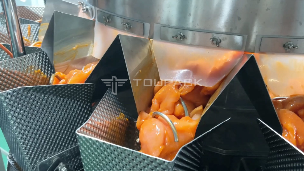 Pollo fresco Oveja Carne de cerdo Carne de res Pesador multicabeza 14 cabezas máquina de llenado de carne de tornillo
