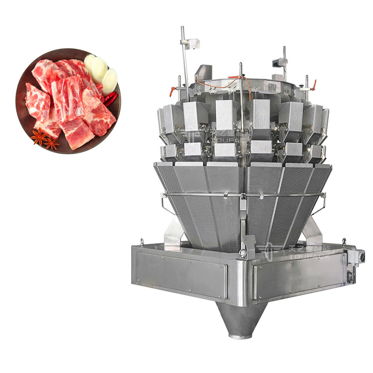 Carne congelada fresca carne de cerdo cruda costillas costillas máquina de embalaje de pesas multi-cabeza con alimentación de tornillo