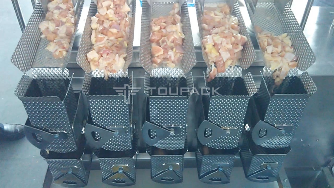 Máquina de embalaje de alta velocidad de llenado multifuncional 8 cabeza pesadora para encurtidos pollo en trozos