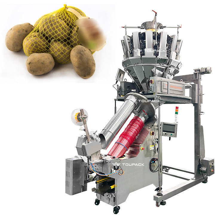 Máquina de embalaje de bolsas de nylon totalmente automática para papas frescas