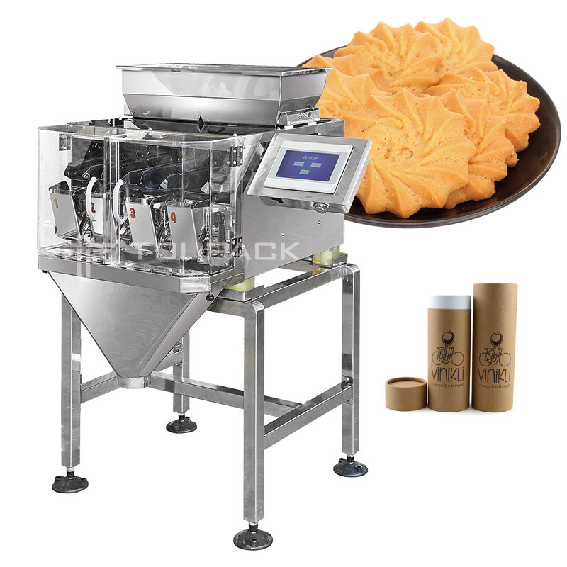 Peso lineal de galletas frágil de acero inoxidable de calidad industrial 4 cabezas Peso lineal para envases