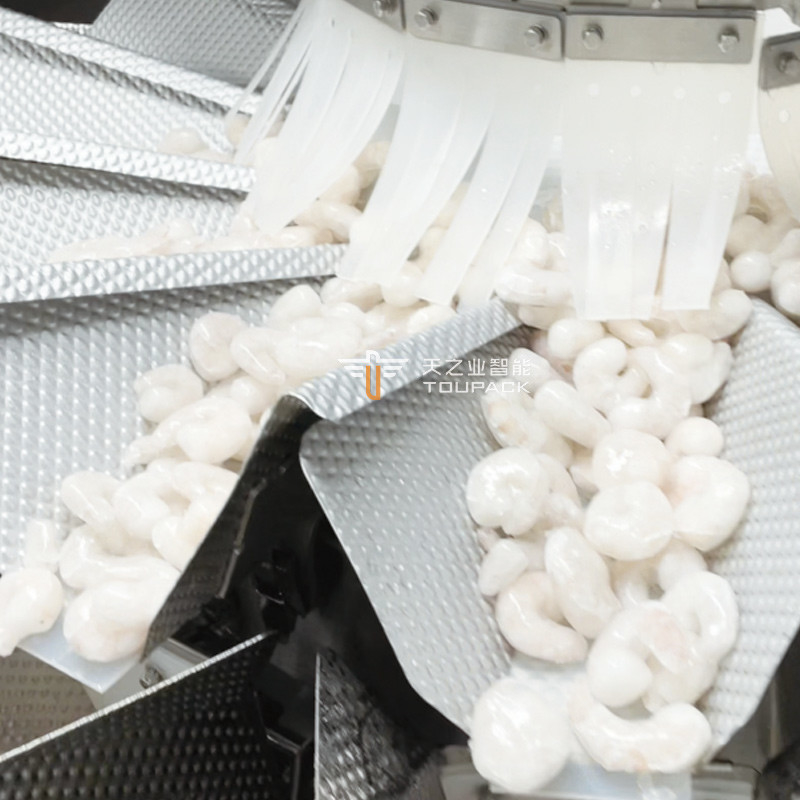 Máquina de embalaje de bolsas prefabricadas de pesas multicabeza totalmente automática de alimentos congelados