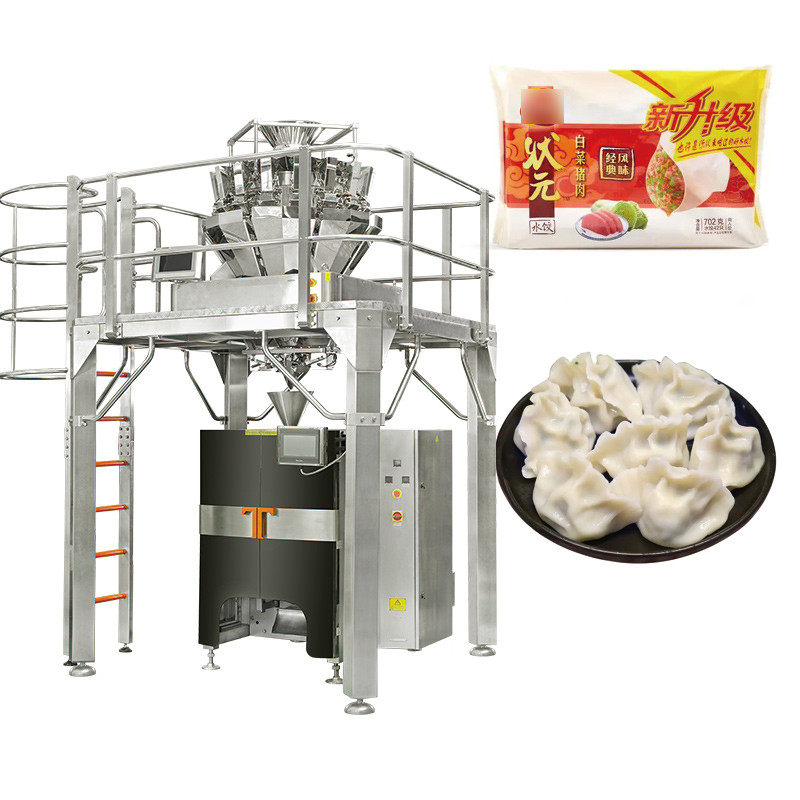 Máquina automática de embalaje giratorio de bolsas de tipo Gusset M de camarón y mariscos Máquina de embalaje de pesado multi-cabeza