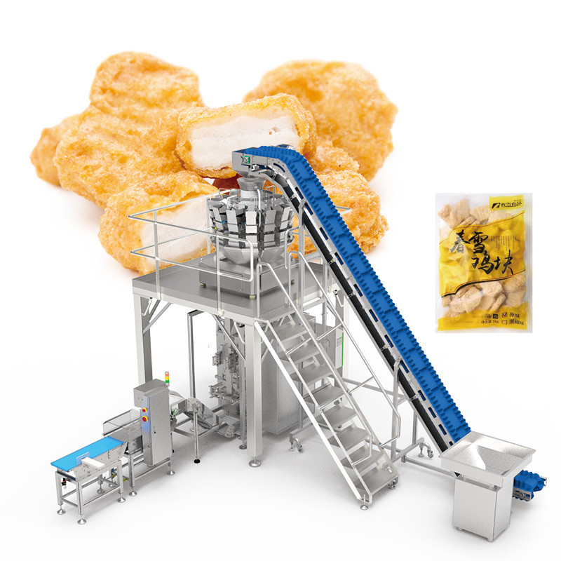 Máquina de embalaje automático de alimentos congelados Dumplings carne de pollo carne de res filete de alimentos congelados rollo de película de la máquina de fabricación de bolsas