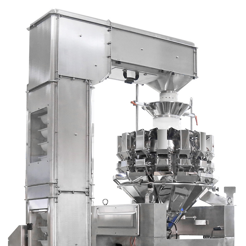 Máquina automática de embalaje de frutos secos, gomas, caramelos, bolsas de cerradura, bolsas de cartón, con sistema de pesas de varias cabezas