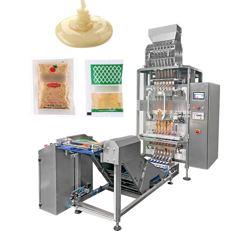 Máquina automática de llenado de salsa en polvo líquida de bolsillo de palo de múltiples carriles Máquina de embalaje de múltiples carriles con pesaje de comprobación de múltiples carriles