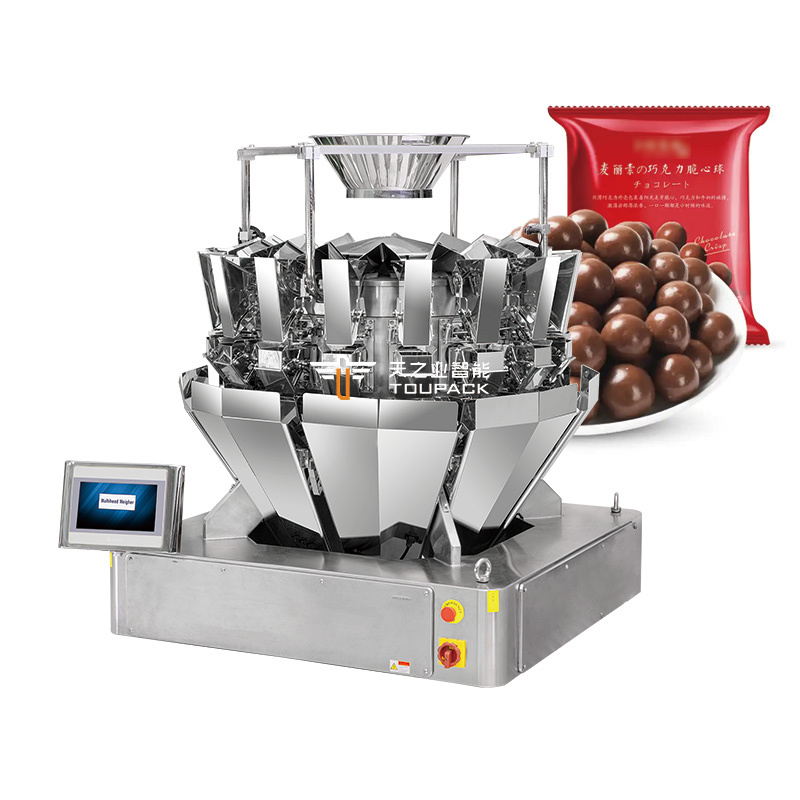 Máquina empacadora de pesaje automático de 14 cabezales, 220V, para alimentos de aperitivo