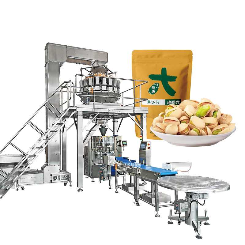 Máquina automática de embalaje de pistachos de palomitas de maíz de palomitas de maíz de cacahuete de tostado de nueces de anacardos de caju Máquina de embalaje de pesas multi-cabeza