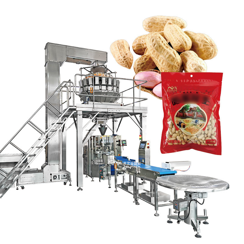Máquina automática de embalaje de pistachos de palomitas de maíz de palomitas de maíz de cacahuete de tostado de nueces de anacardos de caju Máquina de embalaje de pesas multi-cabeza