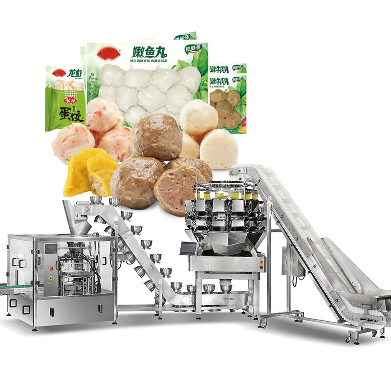 500g 1kg Comida congelada automática completa Prefabricada Bolsa Bolsa Sistema de embalaje camarones congelados Máquina de embalaje