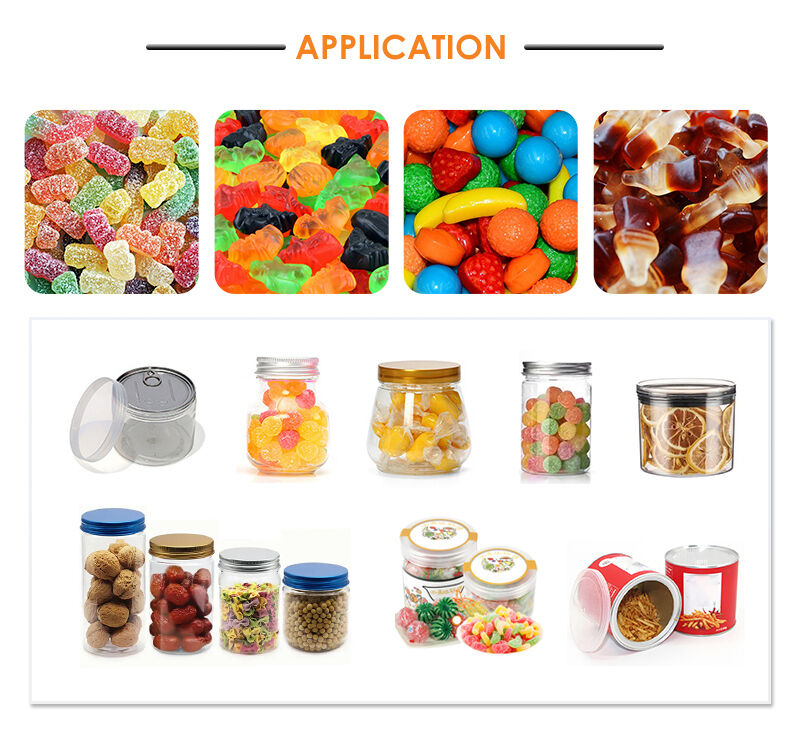 Línea de producción de llenado y sellado de dulces y patatas fritas automática y personalizable de la fábrica CE, máquina envasadora de snacks para tarros/botellas/latas