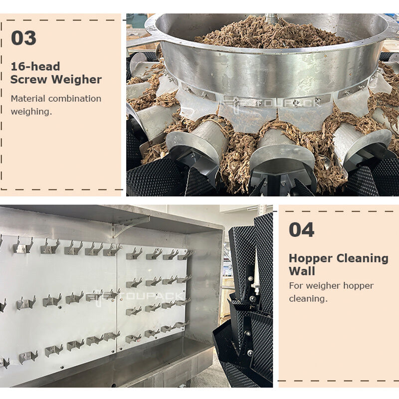 Línea automática de embalaje de bandejas con pesadora multicabeza de alimentación por tornillo para carne, ensaladas y comidas preparadas