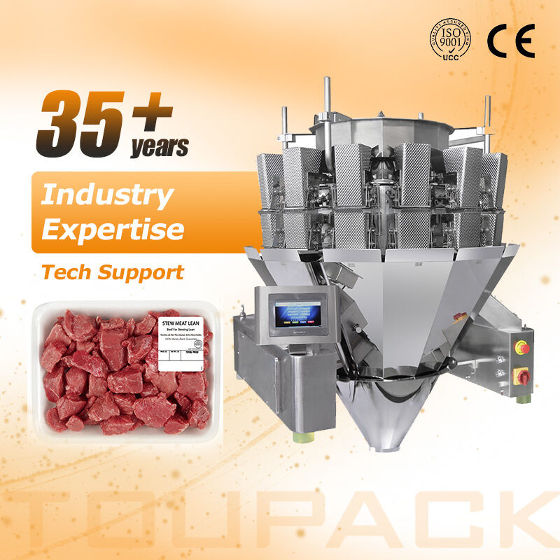Máquina automática de sellado de bandejas con alta velocidad 60 bpm Pesado preciso y línea integrada totalmente automática para el embalaje de alimentos listos