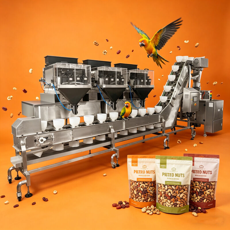 Máquina de envasado de pesaje de alimentos para mascotas de alta precisión para línea de producción de alimentos para perros con ingredientes mixtos