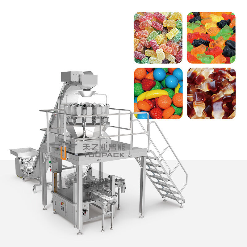 Máquina automática de llenado de latas de palomitas de maíz y nueces, pesadora multicabezal, línea de envasado y llenado de tarros de plástico