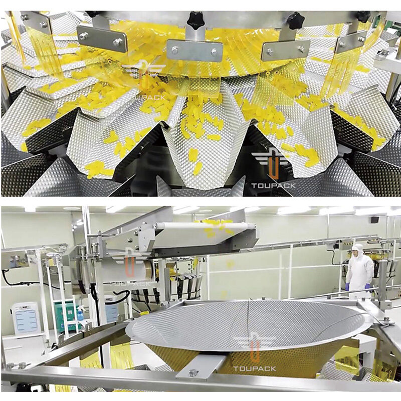 Máquina automática de llenado de latas de palomitas de maíz y nueces, pesadora multicabezal, línea de envasado y llenado de tarros de plástico