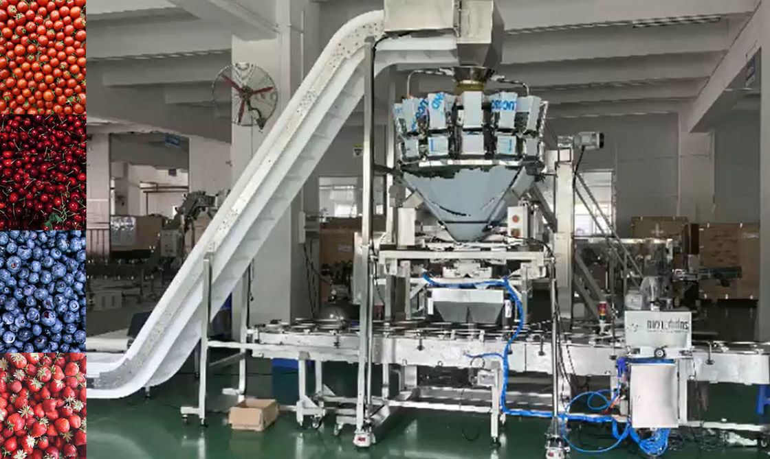 Pesaje del pesador de SUS304 Multihead y sistema de empaquetado autos para Cherry Frozen Fruits In Boxes