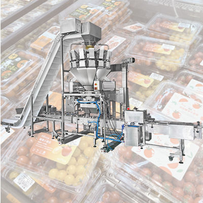 Empaquetadora de relleno de la caja del cartón del pesador de Cherry Tomato Blueberry Fresh Fruit Multihead