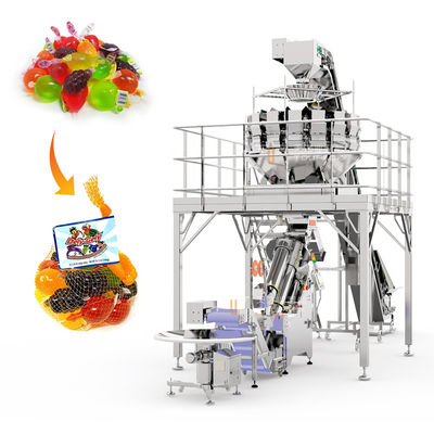 Máquina del recortes de Jelly Mesh Bag Packaging Machine 500g-5kg de la fruta con el pesador de Multihead