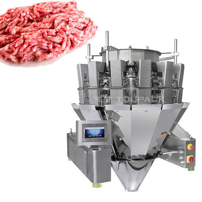 14 Pesadora de cabeza de tornillo 2.0KW 410kg Carne de cerdo picada Carne fresca Pesadora y máquina de embalaje
