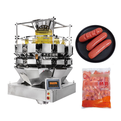 Pequeño cinturón de salchicha combinado pesador máquina de embalaje de carne pura salchicha pesador multi-cabeza
