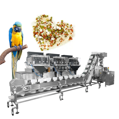 Máquina automática de envasado de alimento para loros con pesadora multicabezal