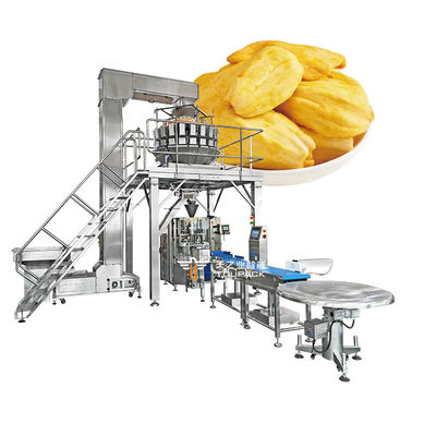 Máquina empacadora vertical para bolsas tipo almohada de plástico para rodajas de manzana, plátano y durián secos automáticos, máquina empacadora vertical para frutas liofilizadas con peso