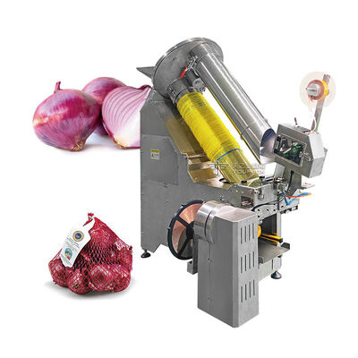 Sistema automático de embalaje de bolsas de malla de 0,5 kg a 5 kg con recorte y etiquetado
