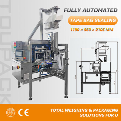 Máquina automática para cerrar bolsas de productos agrícolas para bolsas de plástico perforadas con opciones de sellado con cinta y cierre con clip