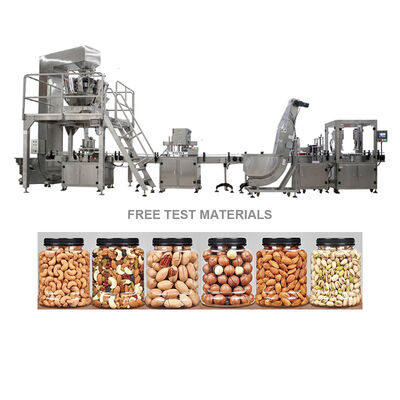 Máquina automática de llenado de latas con pesadora multicabeza de alta precisión y control de pantalla táctil PLC